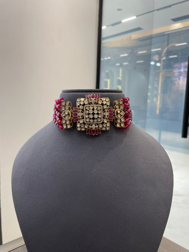 925 Silver Ruby Kamalika Polki Choker