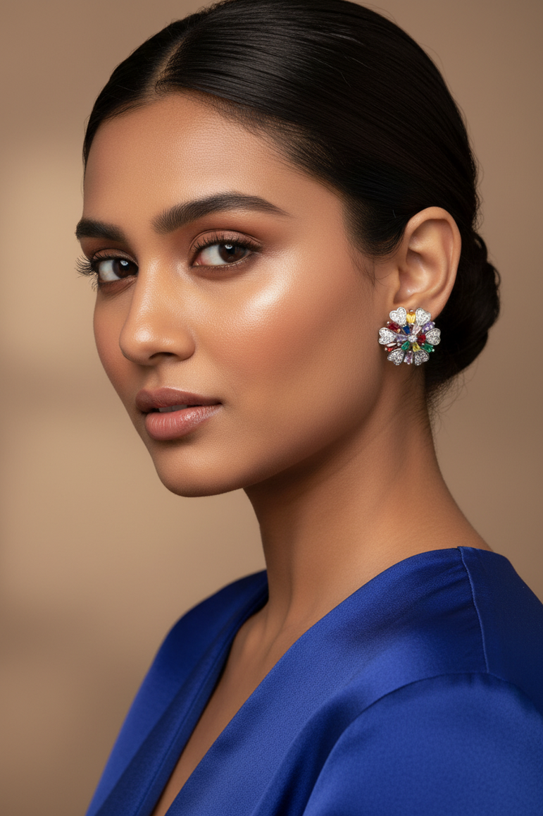 Floral Diamond Look Earrings