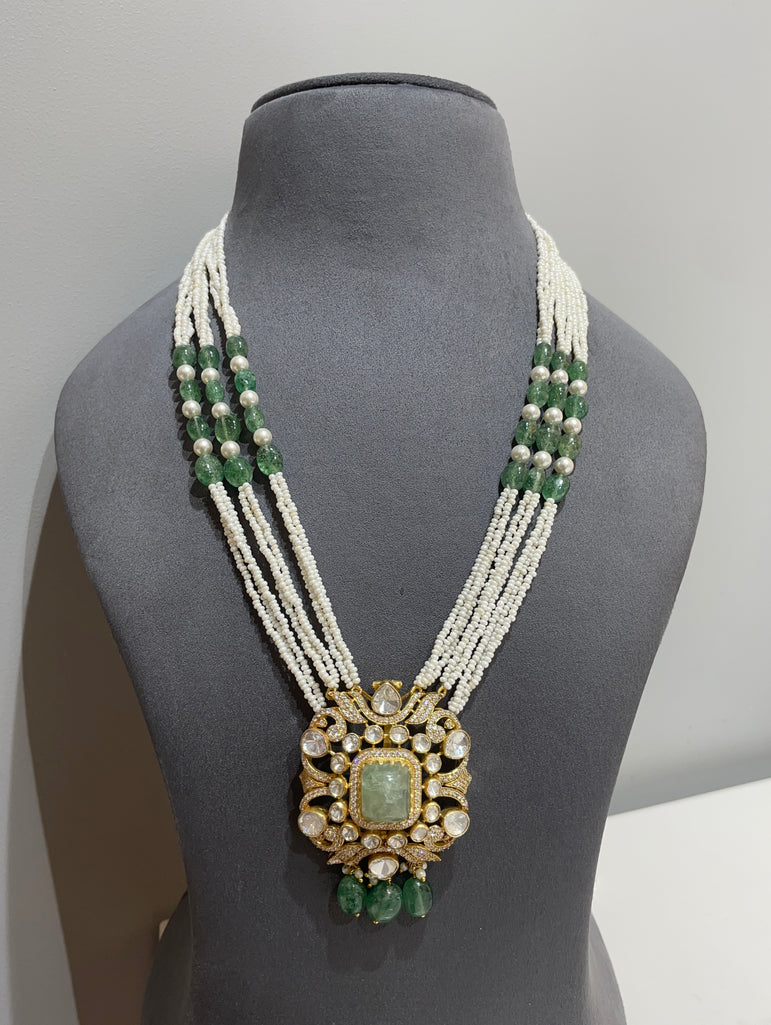 925 Silver Traditional Polki Pendant