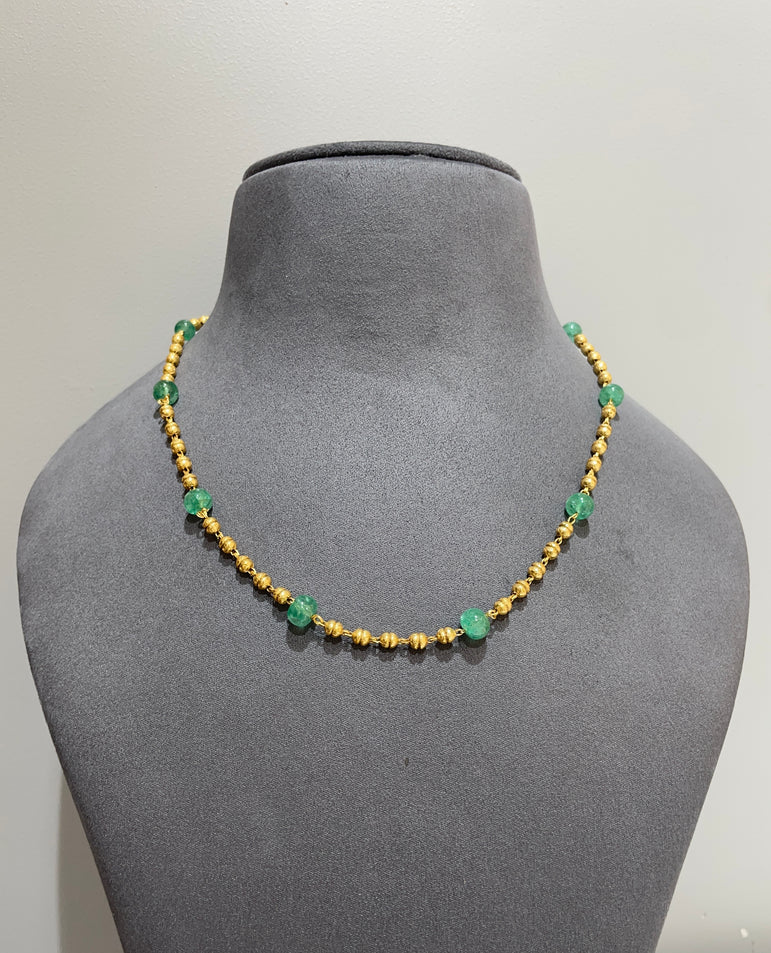 925 Silver Green Beads Mala