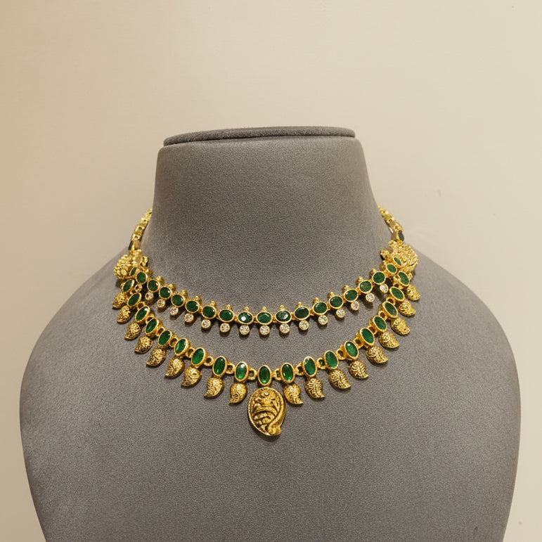 Royal Double Strand Emerald Gold Look Set