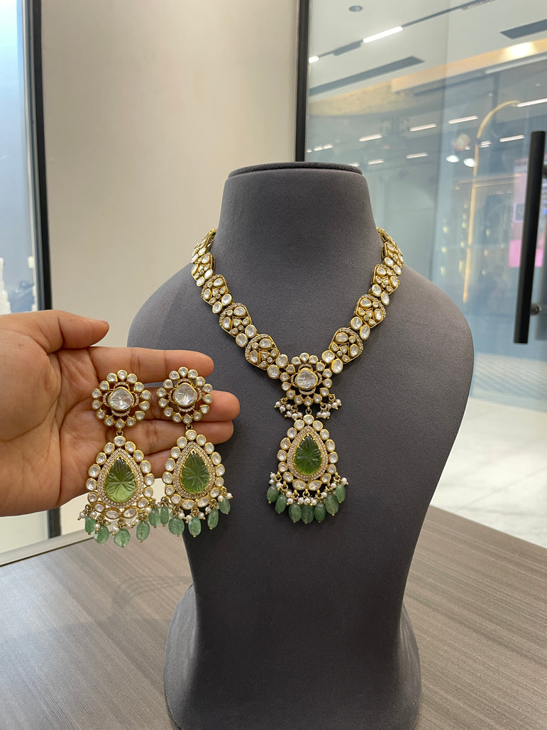 PASTEL STONE MOISSONITE POLKI SET