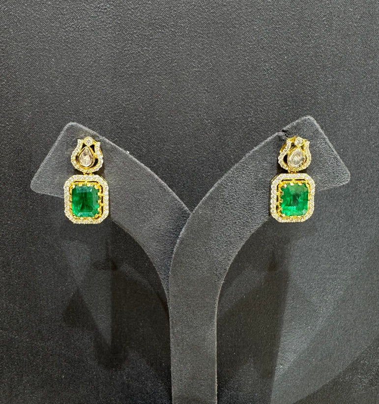 925 Silver Emerald Earrings