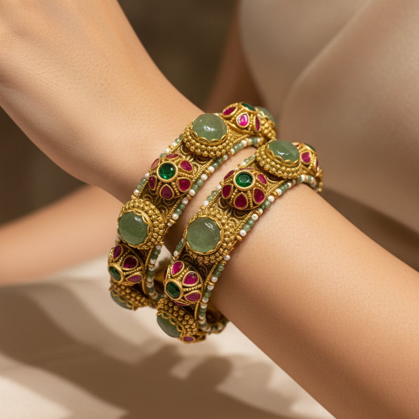 Antique Gold Openable Nakshi Statement Bangle