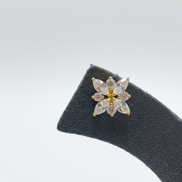 Contemporary Diamond-Look Floral Cluster Studs