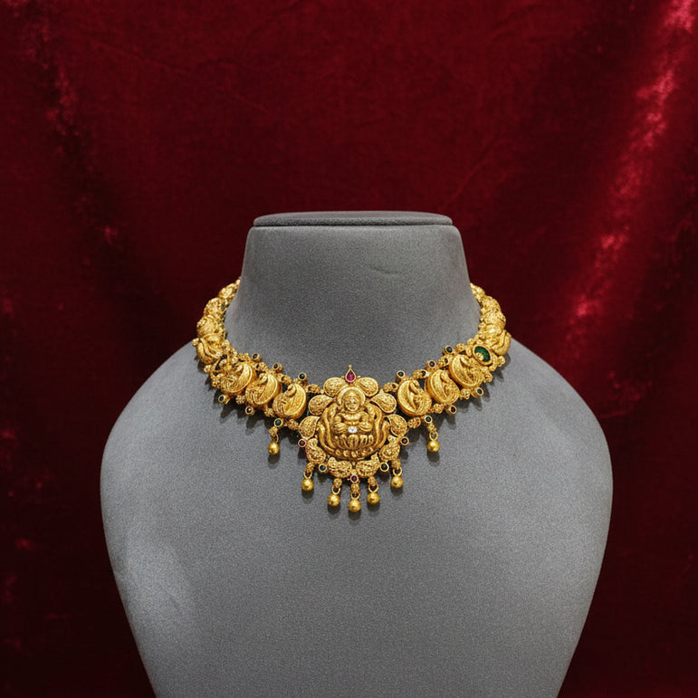 Antique Nakshi Laxmi & Peacock Gold Set