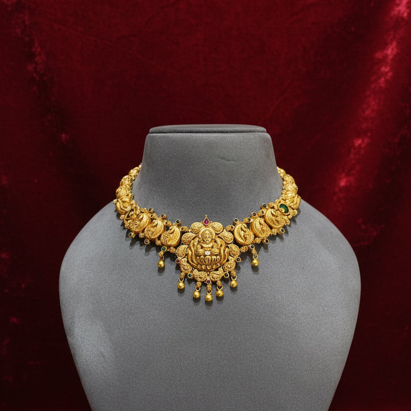 Antique Nakshi Laxmi & Peacock Gold Set