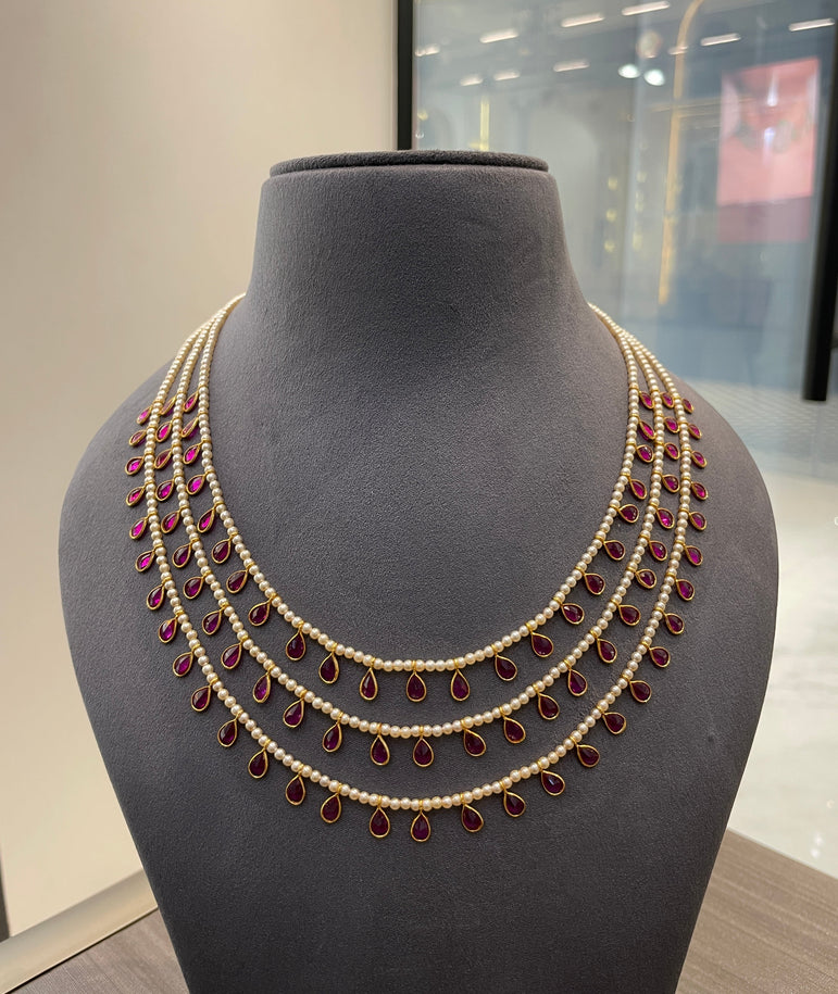 925 Silver RubyTriple Line Mala