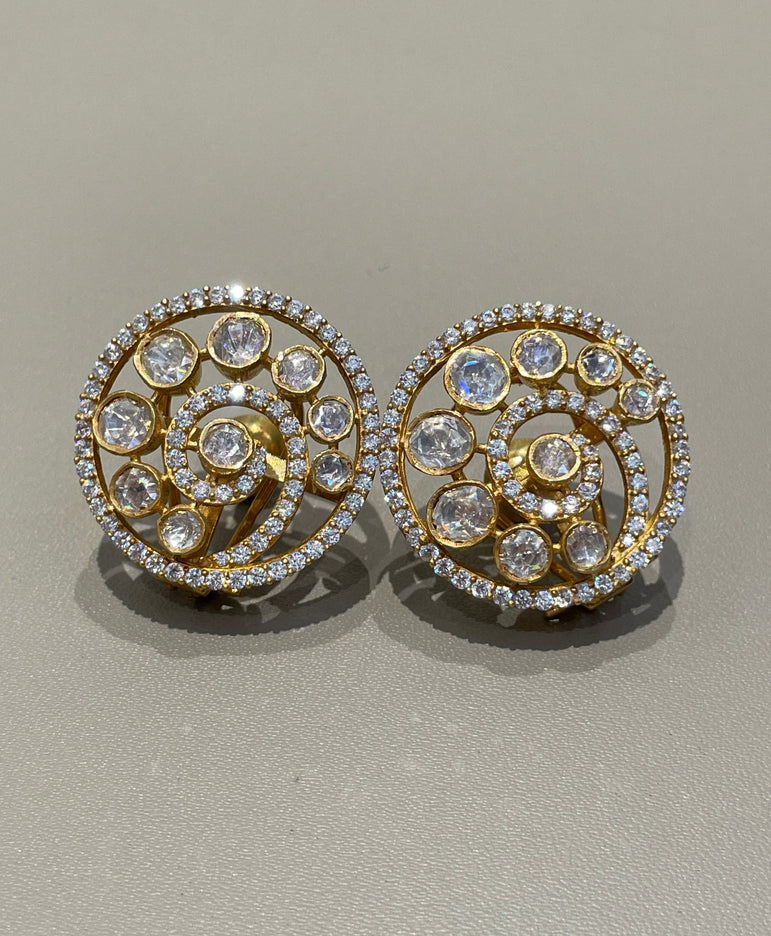 925 Silver Fresh Fern Polki Earrings