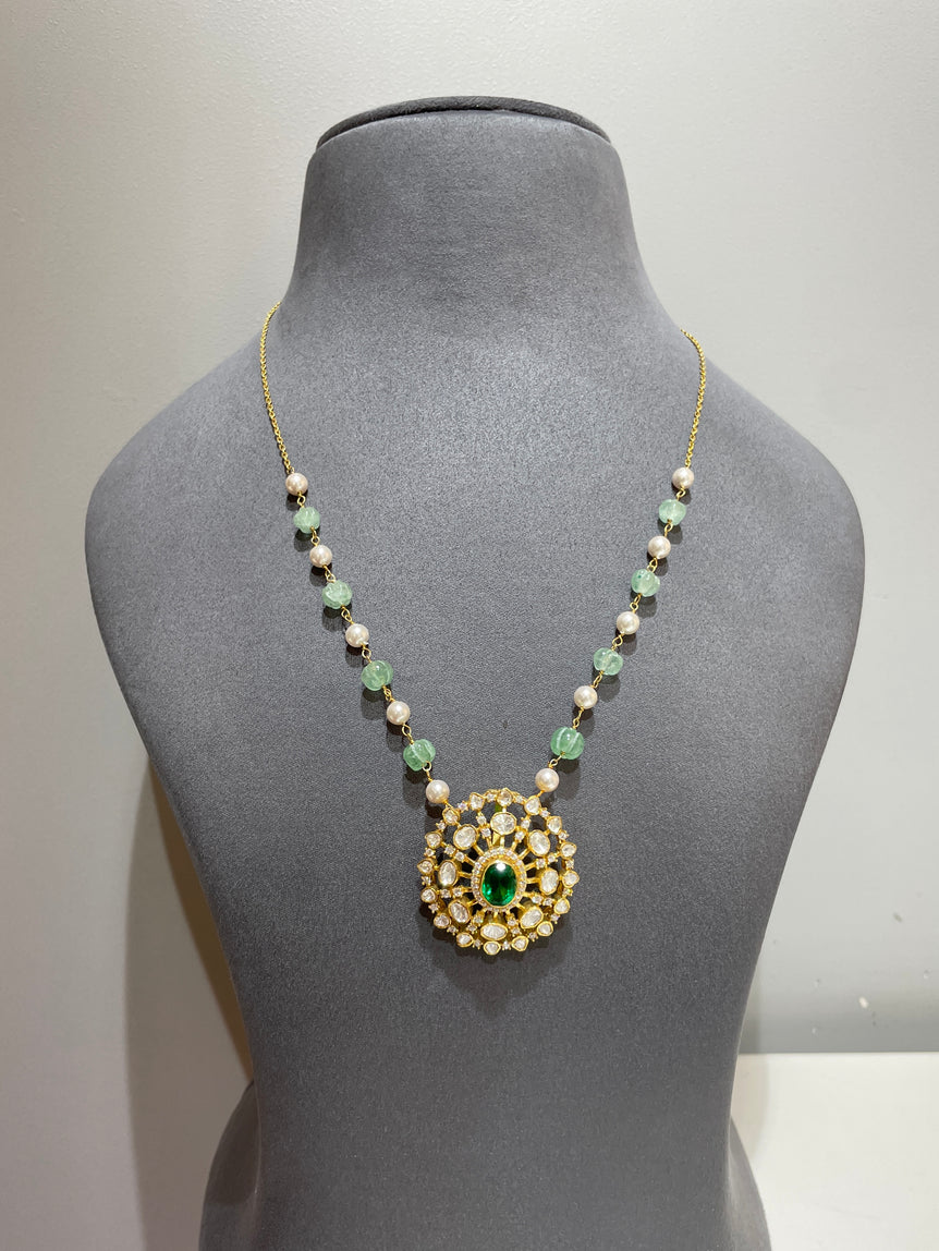925 Silver Traditional Polki Pendant