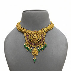 Sovereign Antique Gold Laxmi Medallion Gold Look Set