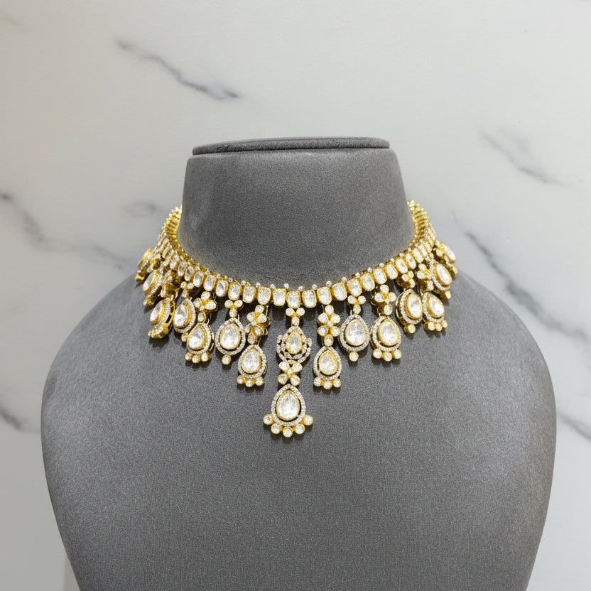 Classic Moissanite Polki Teardrop Set