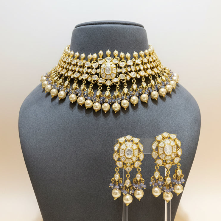 Royal Floral Cluster Polki Collar Choker
