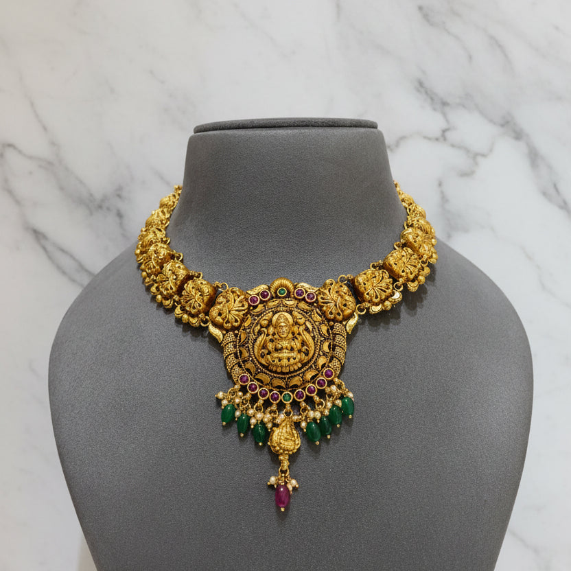 Heritage Antique Nakshi Laxmi Circular Medallion Temple Set