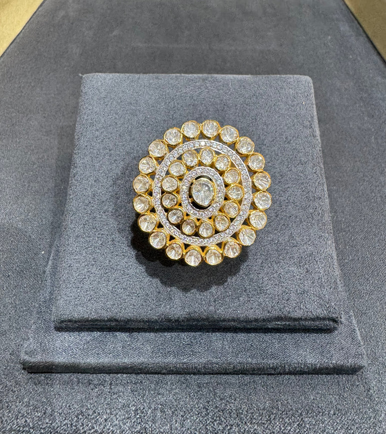 925 Silver Oversized Polki Ring