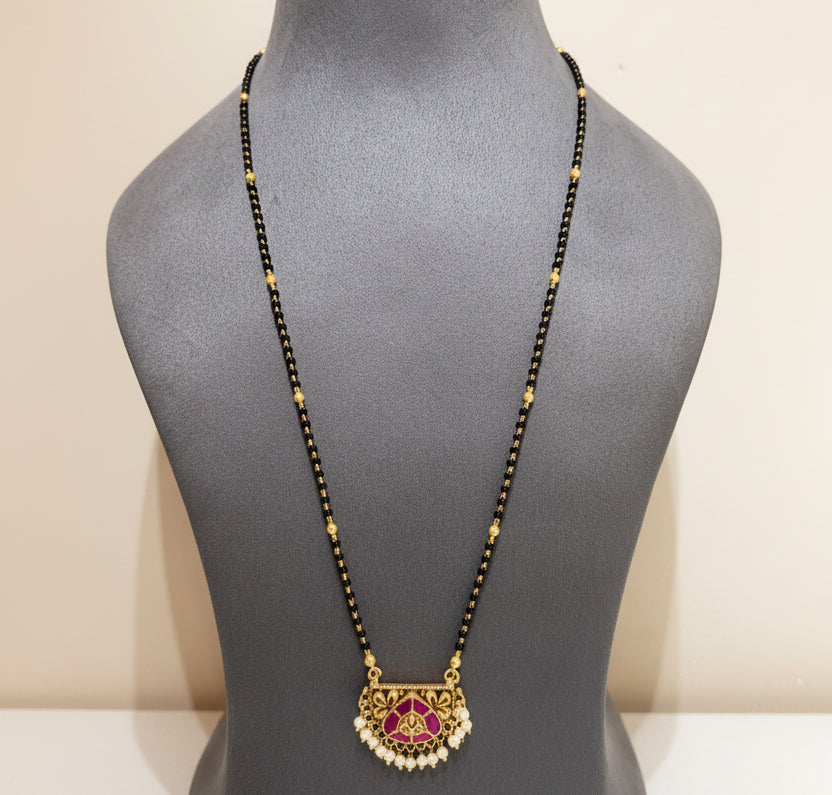 Heritage Half-Moon Lotus Crest Mangalsutra Pendant Set