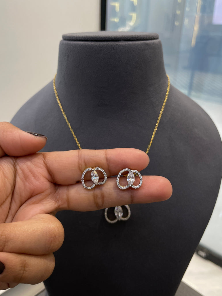 925 Silver Marquise Piece Pendant Set