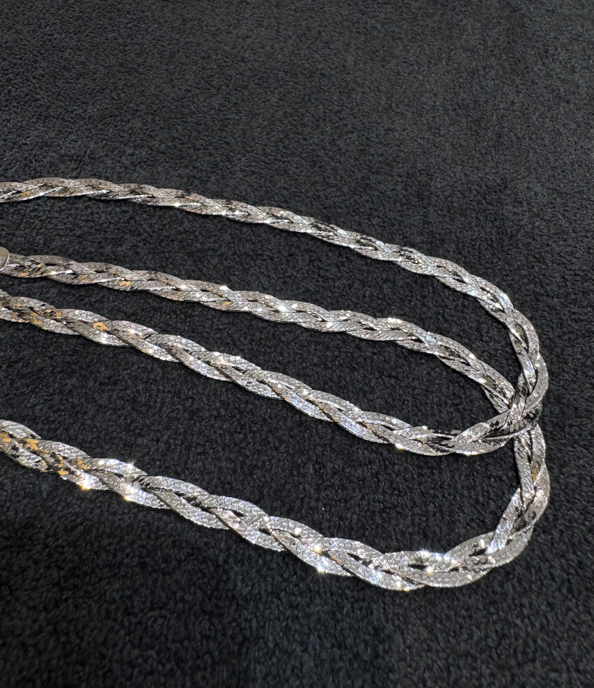 Braided Texturised Silver Anklet Pair