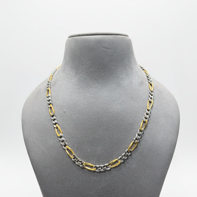 Silver Two-Tone Figaro Men's Chain
