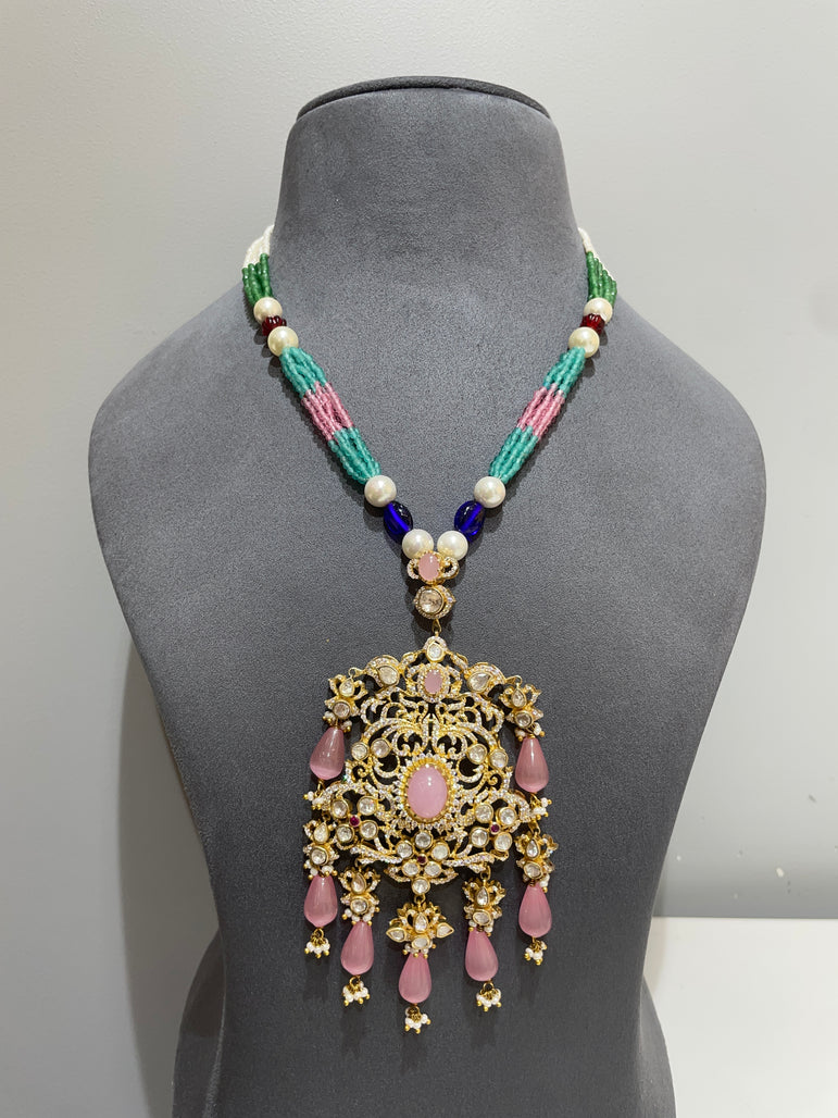 925 Silver Rose Rajwada Polki Haar