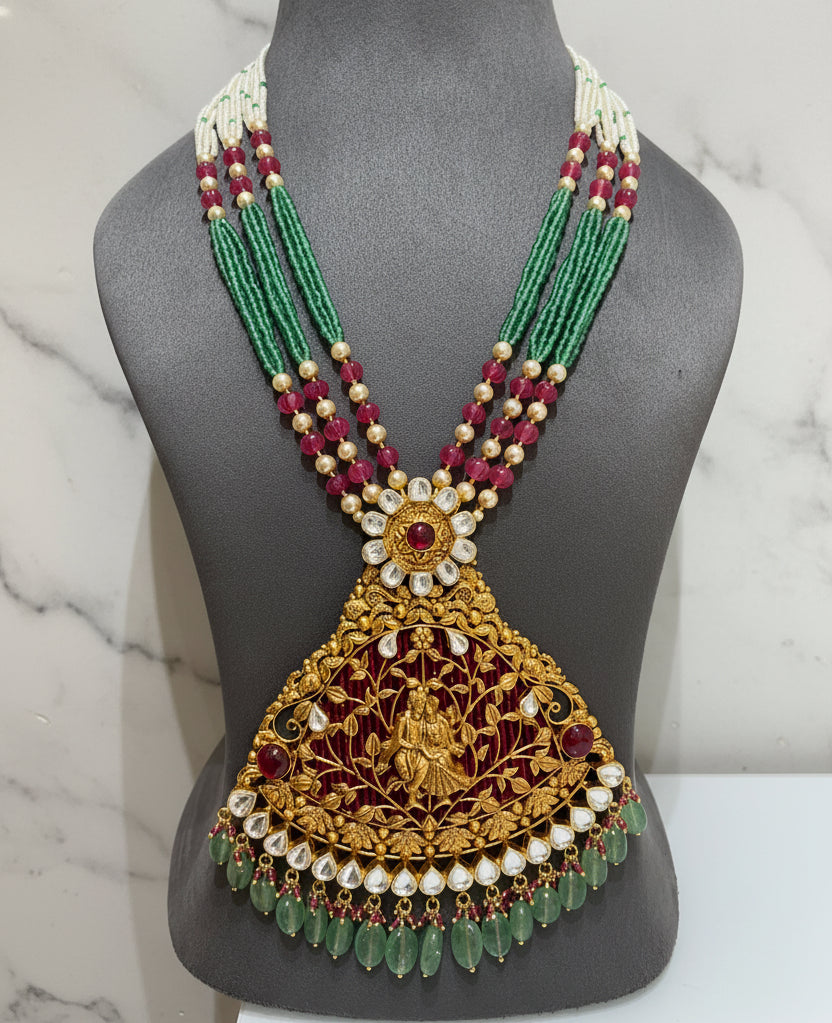 Radha Krishna Temple Work Gold Look Set
