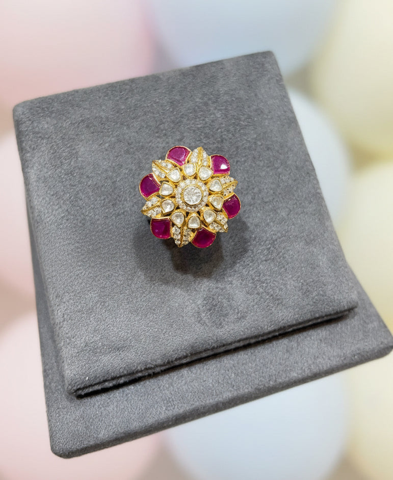 Polki Sunburst Statement Ring