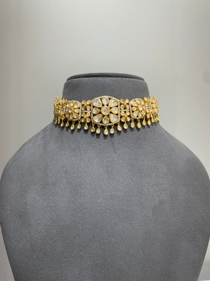 925 Silver  Floral Polki Choker