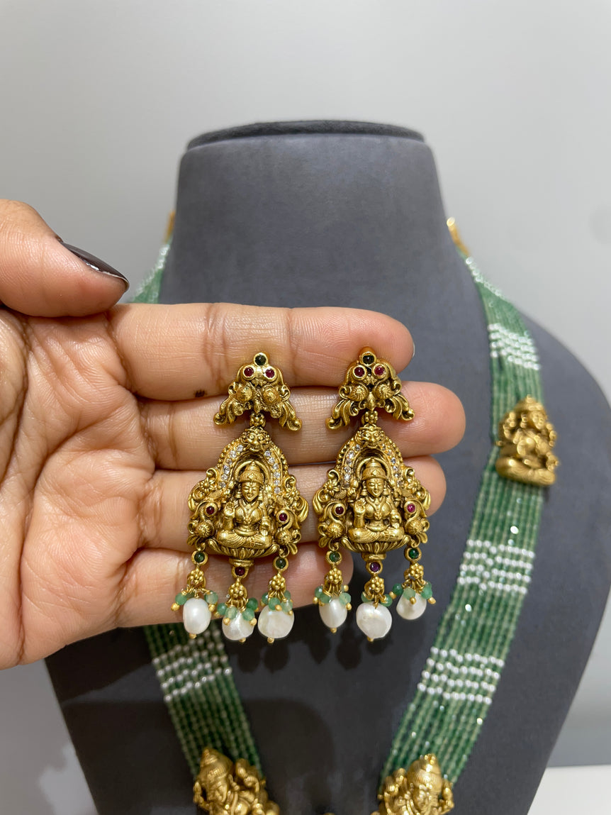 925 Silver Lakshmi Tejas Antique Gold Look Necklace Set