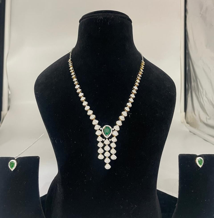 DIAMOND LOOK SMALL PURE SILVER SET - Olivearajewels