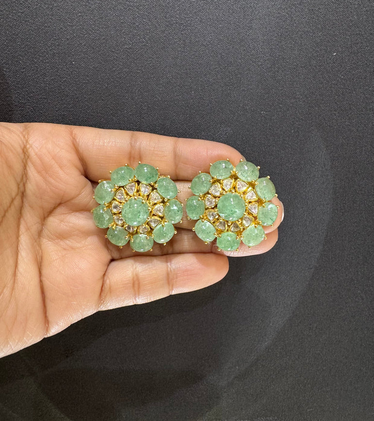 925 Silver Elegant Pastel Green Stones  Silver Earrings