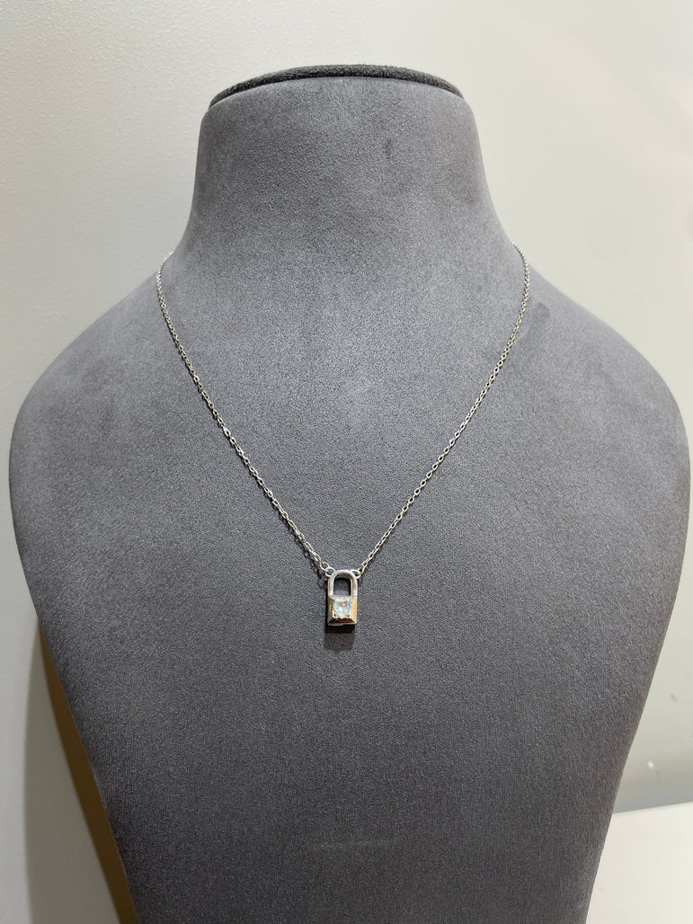 925 Silver Lock & Heart Two in One Pendant