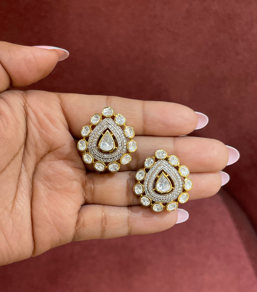 925 Silver Ethnic Polki Earrings
