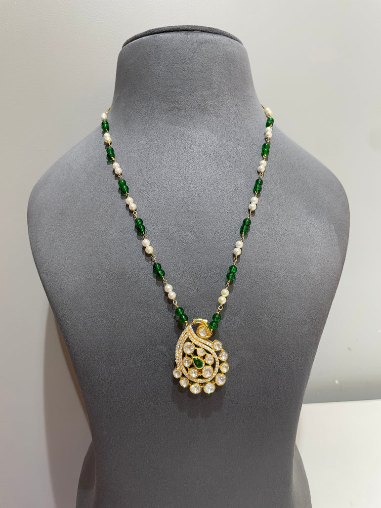925 Silver Traditional Polki Pendant