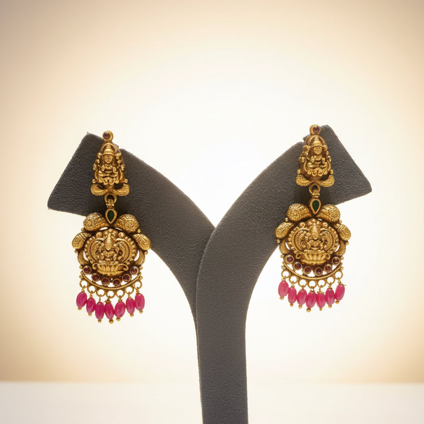 Divine Lakshmi Oval Nakshi Temple Earrings