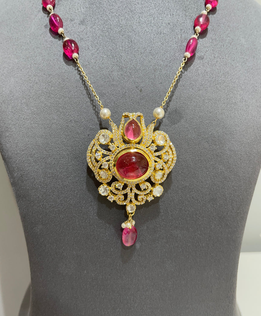 Traditional Pink Gemstone Pendant