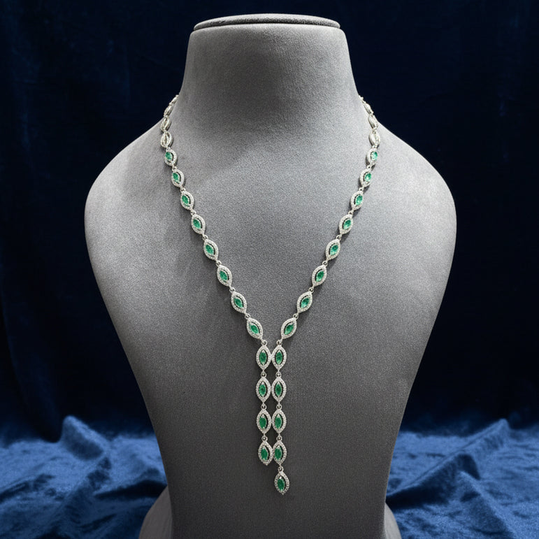 Royal Marquise Emerald-Toned Y-Drop Necklace