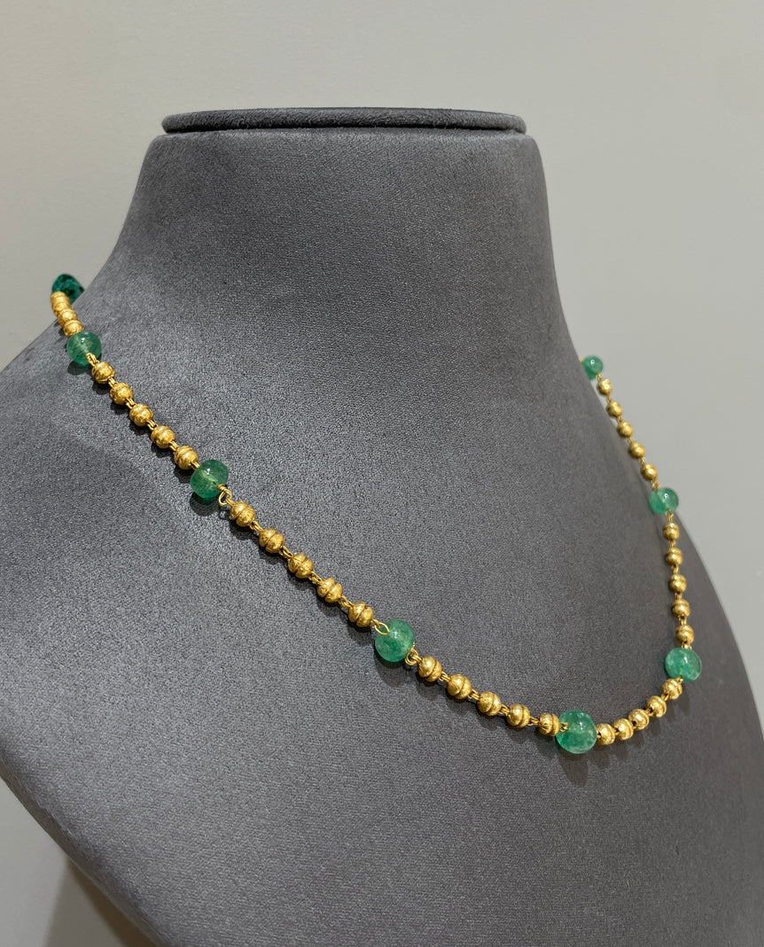 925 Silver Green Beads Mala