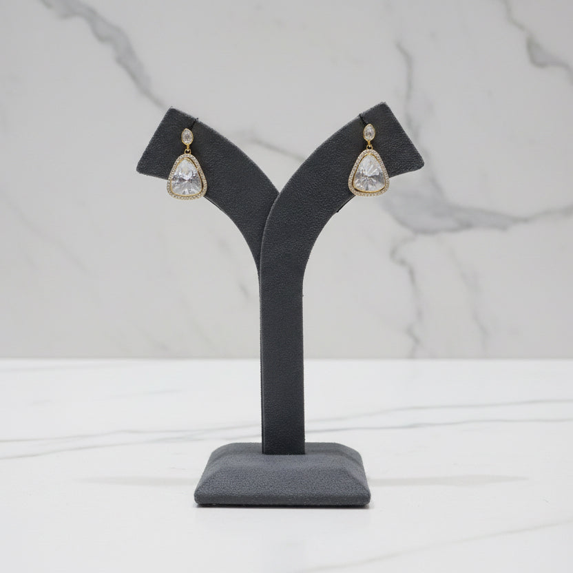 Triangular Moissanite Polki Drop Earrings