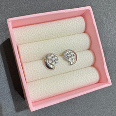 Moon Like Floral Diamond Look Studs Earrings