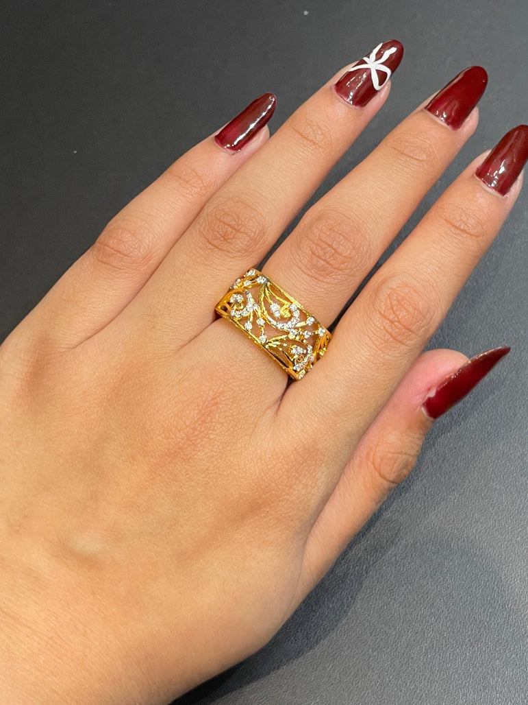 Contemporary Gold Filigree Band Ring