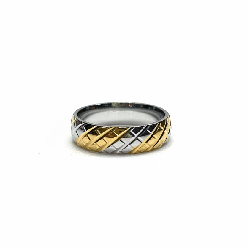 Modern Geometric Grid Men's Band Ring