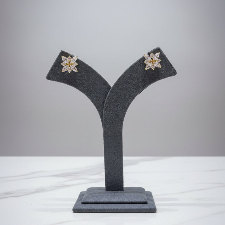 Contemporary Diamond-Look Floral Cluster Studs