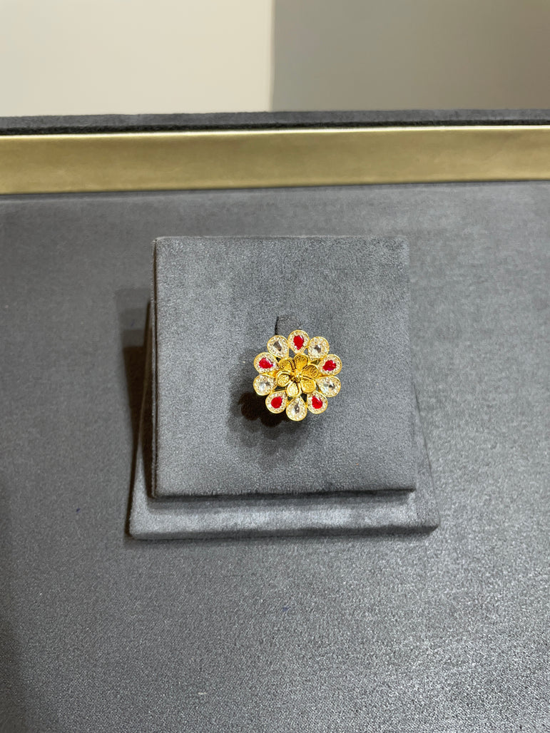925 Silver Floral Real Gold Look Ring
