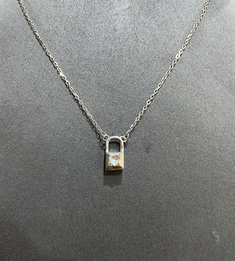 925 Silver Lock & Heart Two in One Pendant