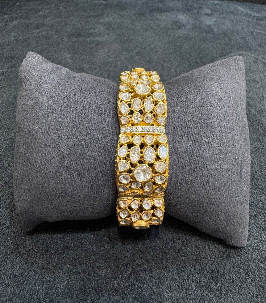 925 Silver Moissanite Polki Bangle