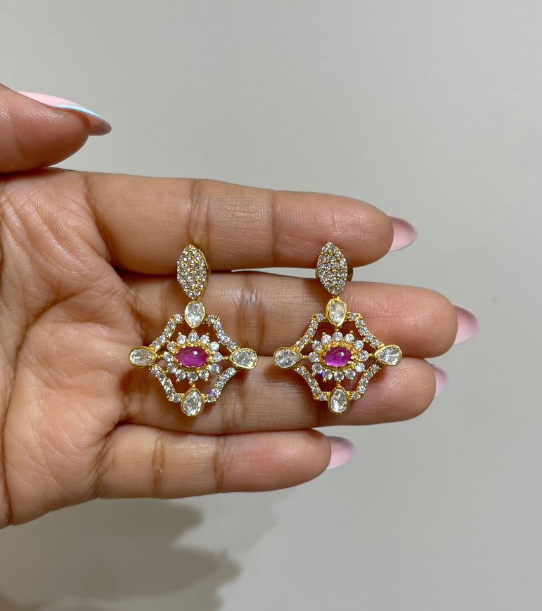 925 Silver Blush Mini Polki Earrings
