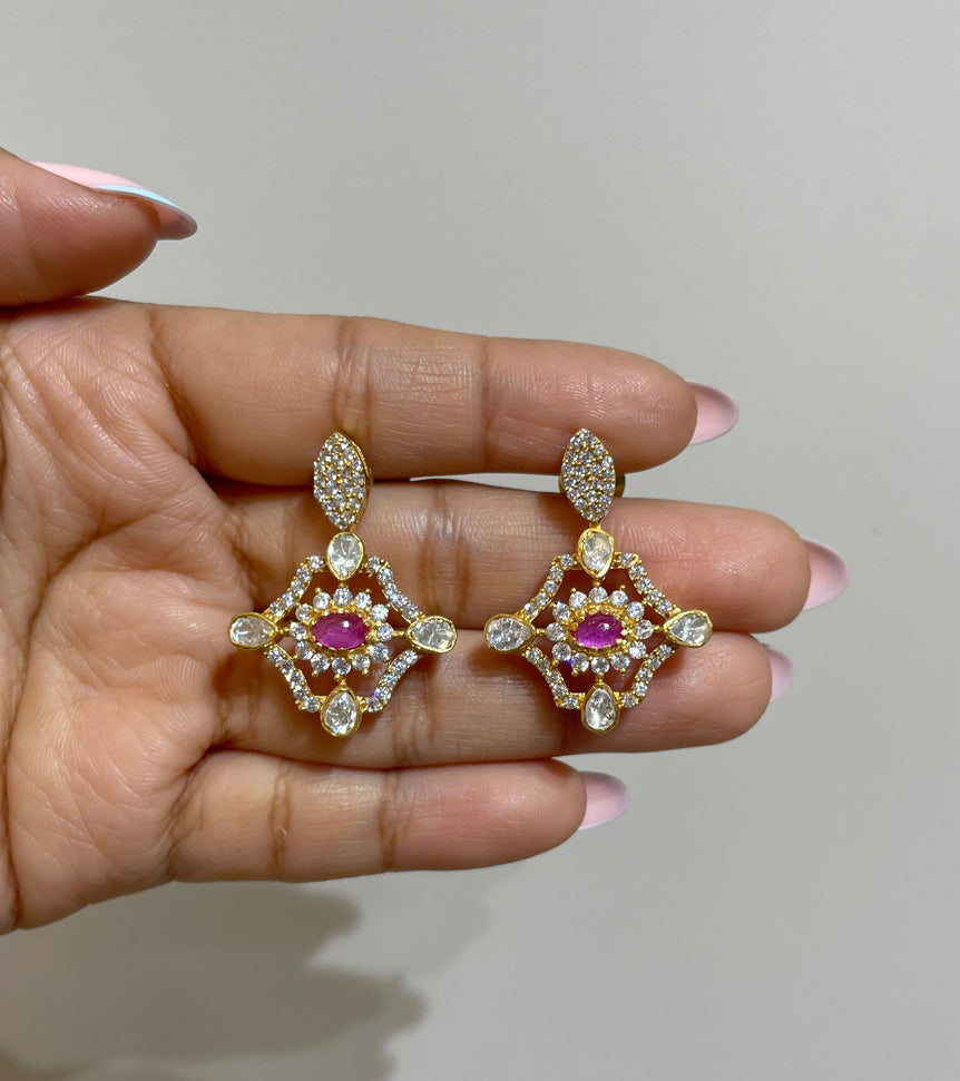 925 Silver Blush Mini Polki Earrings