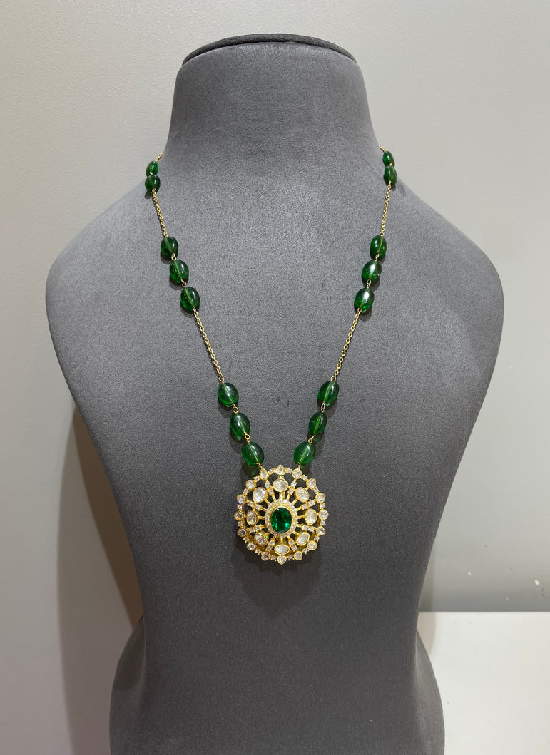 925  Silver Traditional Polki Pendant