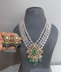 925 Silver Peony Peacock Polki Haar