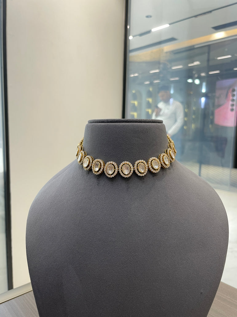 925 Silver Single String Polki Choker